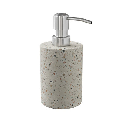 Goodhome Elland Matt Beige Terrazzo Effect Concrete & Polyresin Freestanding Soap Dispenser