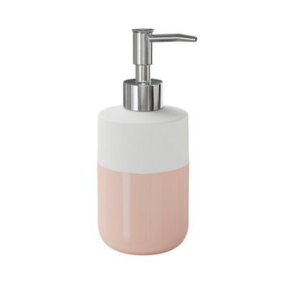 Goodhome Koros Gloss & Matt White & Blush Pink Ceramic Freestanding Soap Dispenser