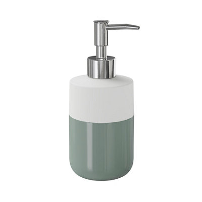 Goodhome Koros Gloss & Matt White & Sage Grey Ceramic Freestanding Soap Dispenser