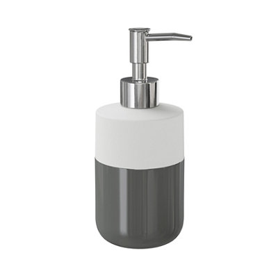 Goodhome Koros Gloss & Matt White & Anthracite Ceramic Freestanding Soap Dispenser