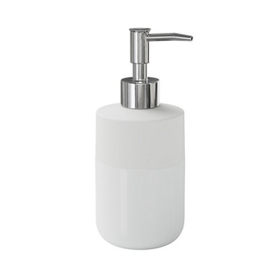 Goodhome Koros Gloss & Matt White Ceramic Freestanding Soap Dispenser