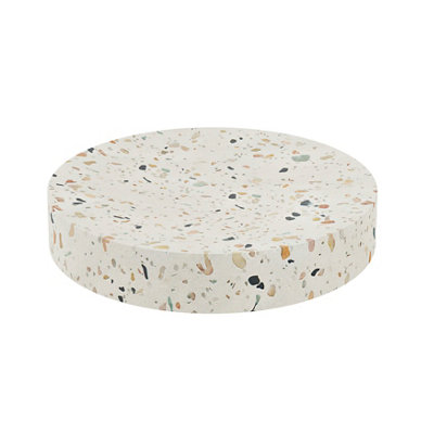 Goodhome Elland Matt Beige Terrazzo Effect Concrete & Polyresin Soap Dish
