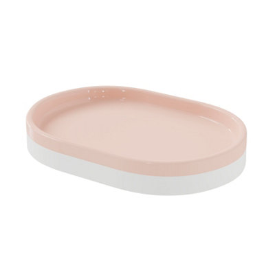 Goodhome Koros Gloss & Matt White & Blush Pink Ceramic Soap Dish