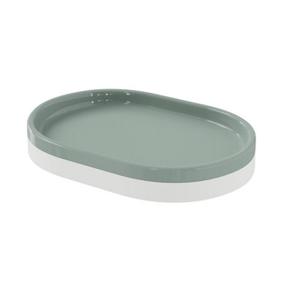 Goodhome Koros Gloss & Matt White & Sage Grey Ceramic Soap Dish