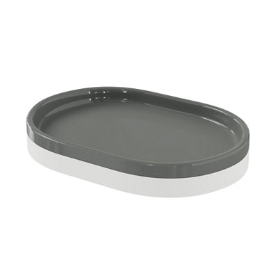 Goodhome Koros Gloss & Matt White & Anthracite Ceramic Soap Dish