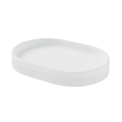 Goodhome Koros Gloss & Matt White Ceramic Soap Dish