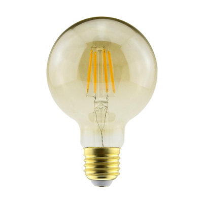 Diall G80 E27 5.5W 470Lm 330° Amber Globe Warm White Led Filament Light Bulb