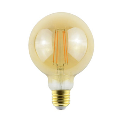 Diall E27 8.5W 806Lm 330° Amber Globe Warm White Led Filament 95Mm(D) Light Bulb