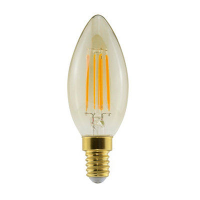 Diall E14 3W 250Lm Amber Candle Warm White Led Filament Light Bulb