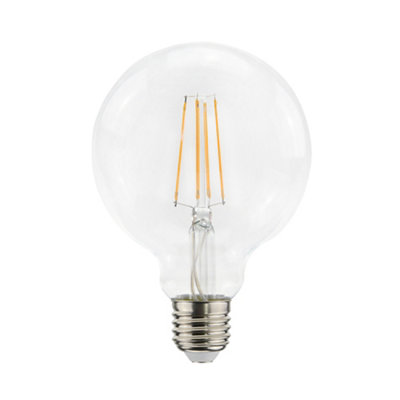 Diall G95 E27 3.4W 470Lm Clear Globe Warm White Led Filament Light Bulb