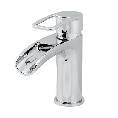 Goodhome Olmeto Small Chrome Effect Basin Mono Mixer Tap With Waterfall Spout