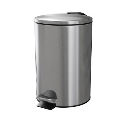 Goodhome Koros Brushed Chrome Effect Metal Bin -3L