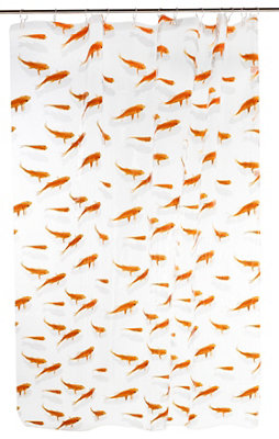Goodhome Nosara Transparent & Orange Goldfish Shower Curtain (H)200Cm (W)180Cm