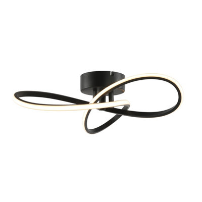 Goodhome Braxton Matt Metal & Plastic Black Led Ceiling Light