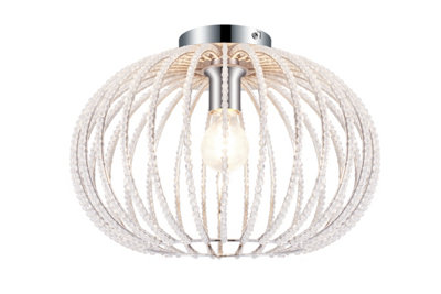 Goodhome Suchel Round Metal & Plastic Chrome Effect Led Ceiling Light