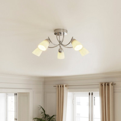 Goodhome Trivia Glass & Metal Chrome Effect 5 Lamp Led Ceiling Light