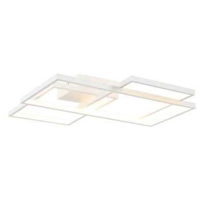 Goodhome Rectangle Matt Metal & Plastic White Led Ceiling Light
