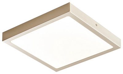 Goodhome Hestia Square Brushed Metal & Plastic Silver Chrome Effect Led Ceiling Light