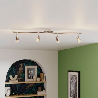 Goodhome Aspis Tube Satin Nickel Effect 4 Light Spotlight