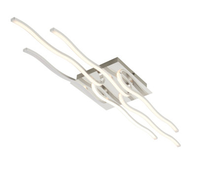 Goodhome Vaccus Rectangle Brushed Metal & Plastic Chrome Effect Led Ceiling Light