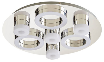 Goodhome Circus Round Metal & Plastic Chrome Effect Led Ceiling Light - Refurbished