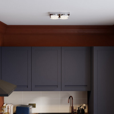 Goodhome Perna Square Metal & Plastic Chrome Effect Led Ceiling Light
