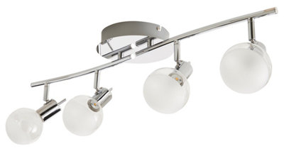 Goodhome Panacea Tube Gloss Chrome Effect 4 Light Spotlight Bar