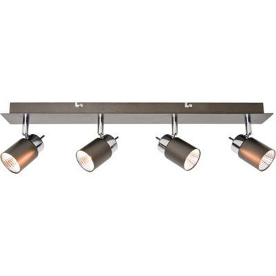 Goodhome Hades Bar Gloss Graphite Chrome Effect 4 Light Spotlight