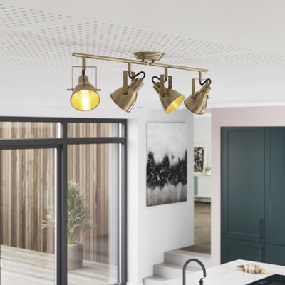 Goodhome Asterion Tube Antique Brass Effect 4 Light Spotlight