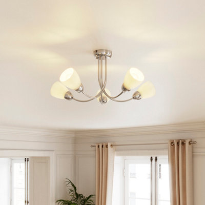 Goodhome Cura Glass & Metal Chrome Effect 5 Lamp Ceiling Light