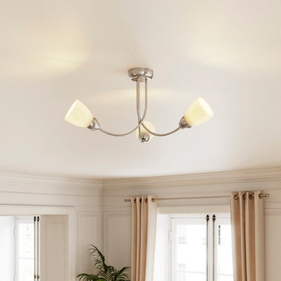 Goodhome Cura Glass & Metal Chrome Effect 3 Lamp Ceiling Light