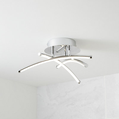 Goodhome Pavone Matt Acrylic & Steel Chrome Effect 3 Lamp Led Ceiling Light