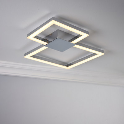 Goodhome Aviles Modern Acrylic & Metal Chrome Effect 2 Lamp Bathroom Led Ceiling Light