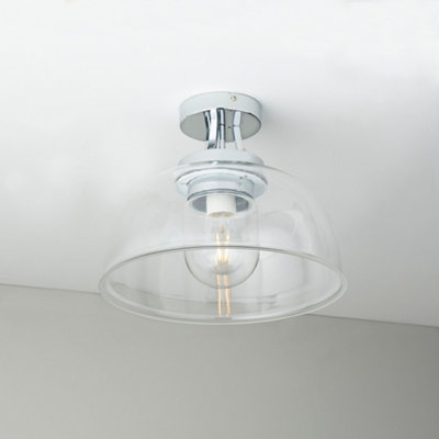 Goodhome Bugue Glass & Metal Chrome Effect Bathroom Led Ceiling Light