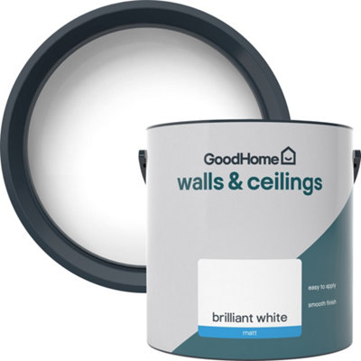 Goodhome Brilliant White Vinyl Matt Wall & Ceiling Emulsion Paint, 2.5L