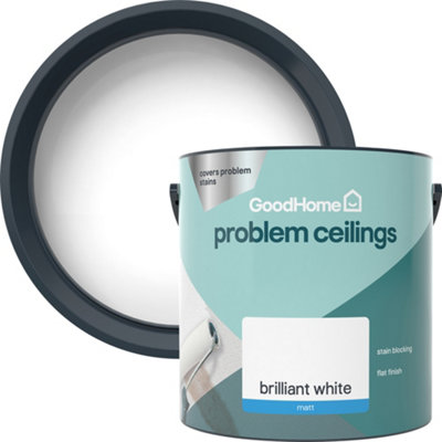 Goodhome Problem Ceilings Brilliant White Matt Ceiling Emulsion Paint, 2.5L