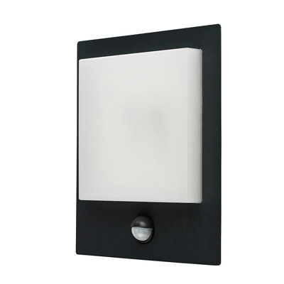 Goodhome Lutak Fixed Matt Dark Grey Integrated Led Pir With Motion Sensor Outdoor Contemporary Wall Light