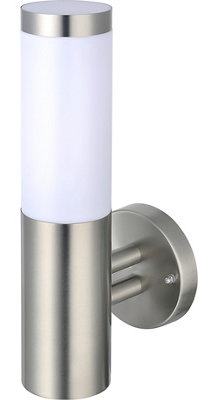 B&Q Hollis Fixed Stainless Steel Mains-Powered Outdoor Wall Light (Dia)7.6Cm
