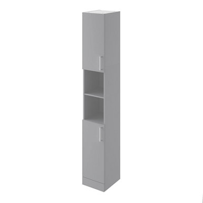 B&Q Veleka Gloss Grey Single Freestanding Bathroom Cabinet (H)180Cm (W)27.5Cm