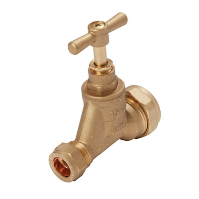 Flomasta Brass Compression Heating & Sanitary Shut-Off Stop Cock, (Dia)15Mm X 25Mm