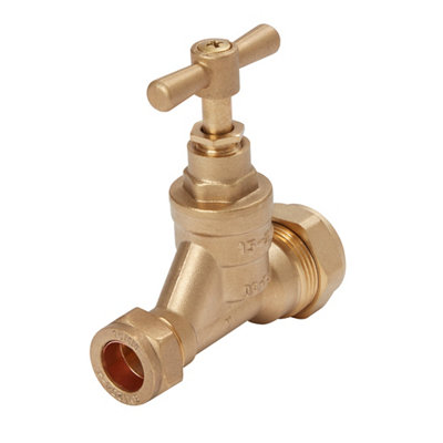 Flomasta Brass Compression Heating & Sanitary Shut-Off Stop Cock, (Dia)15Mm X 20Mm