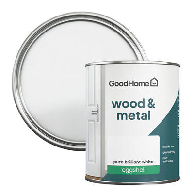 Goodhome Pure Brilliant White Eggshell Metal & Wood Paint, 750Ml
