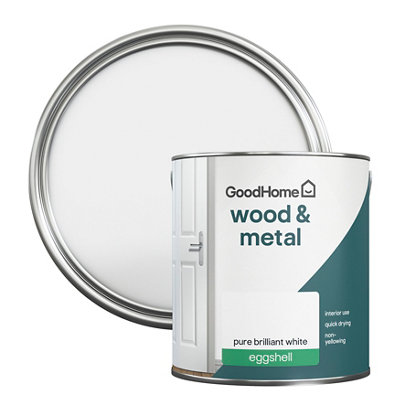 Goodhome Pure Brilliant White Eggshell Metal & Wood Paint, 2.5L