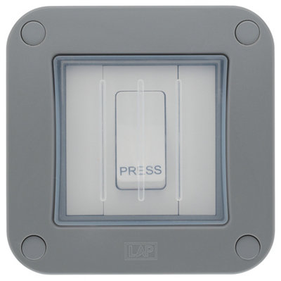 Lap 10A Grey 1 Gang Outdoor Weatherproof Retractive Switch