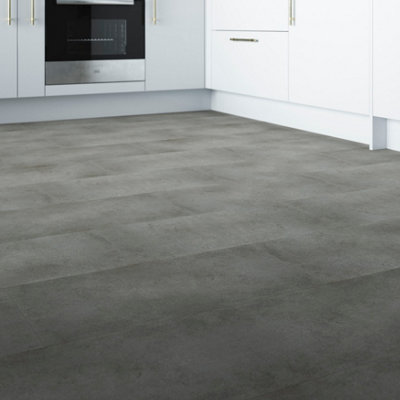 Goodhome Baila Grey Stone Effect Textured Click Vinyl Tile, 2.23M²