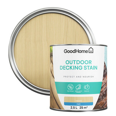 Goodhome Natural Matt Quick Dry Decking Wood Stain, 2.5L