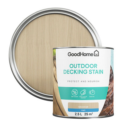 Goodhome Natural Oak Matt Quick Dry Decking Wood Stain, 2.5L