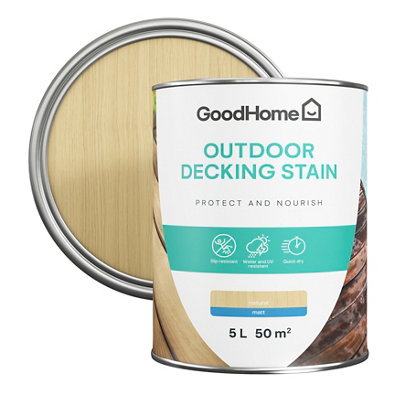 Goodhome Natural Matt Quick Dry Decking Wood Stain, 5L