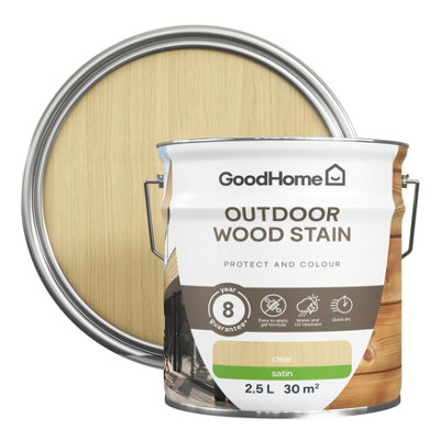 Goodhome Outdoor Clear Satin Quick Dry Wood Stain, 2.5L