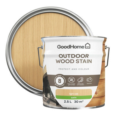 Goodhome Outdoor Light Oak Satin Quick Dry Wood Stain, 2.5L
